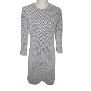 J. McLaughlin Black And White Women's Knit 3/4 sleeves Midi Dress Sz S